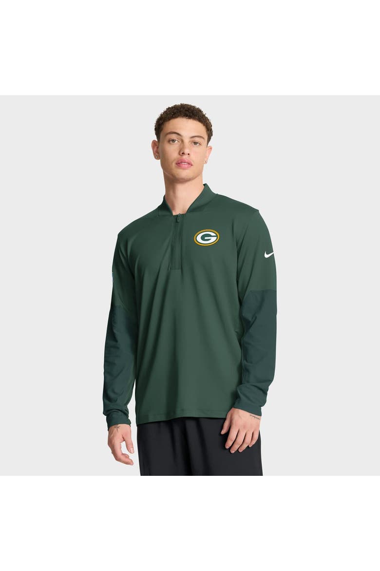 Men's Nike Green Green Bay Packers Sideline Dri-FIT Half-Zip Pullover, Main, color, Green