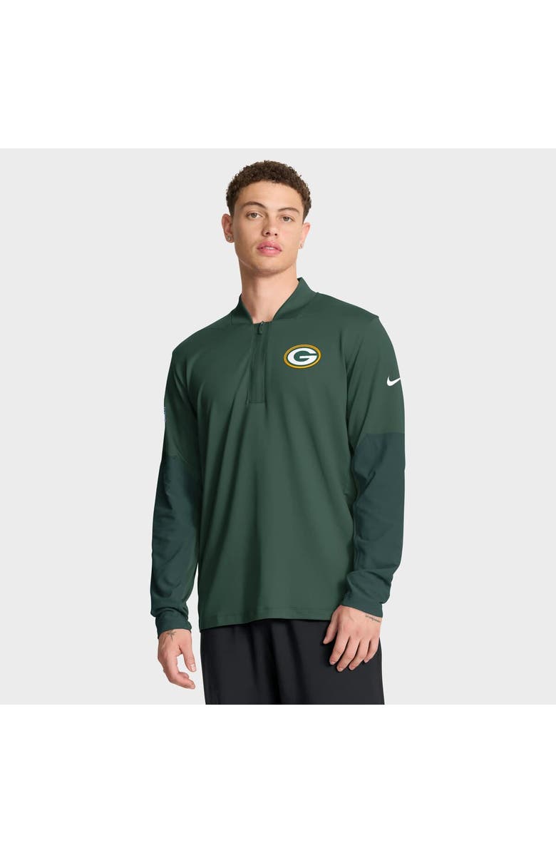 Nike Men's Nike Green Green Bay Packers Sideline Dri-FIT Half-Zip Pullover, Main, color, Green
