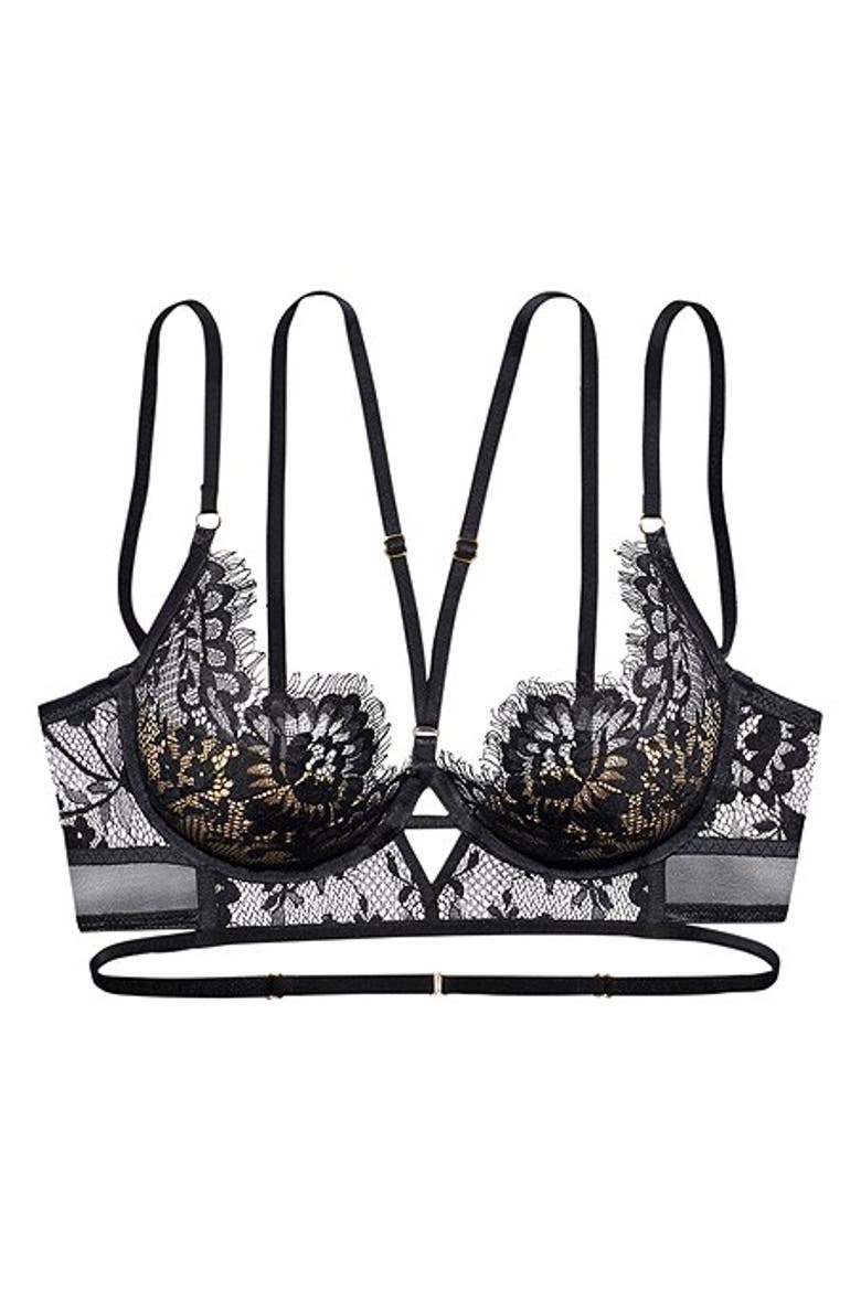 Women's Strappy Lace Push Up Bra, Alternate, color, Black