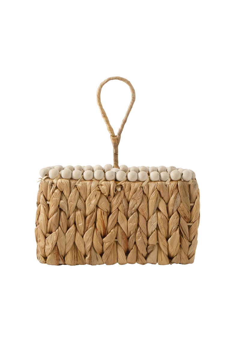 Woven Utensil Caddy with Compartments, Water Hyacinth Basket, Alternate, color, Natural