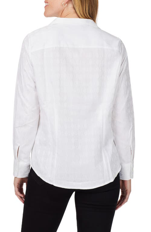 Foxcroft Monica Long Sleeve Button-up Blouse In White