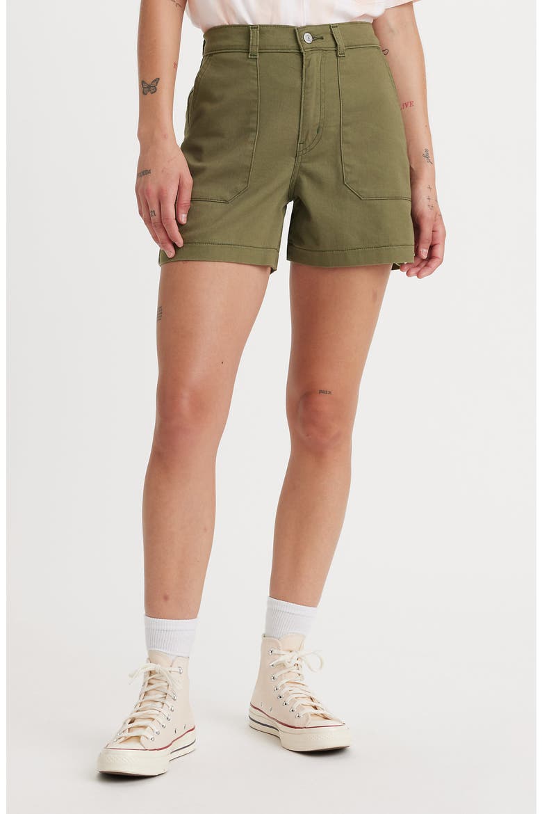 Denim Utility Shorts, Main, color, OLIVE NIGHT