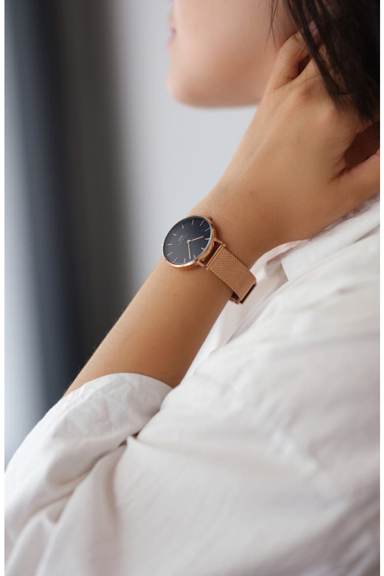 Classic Petite Mesh Strap Watch, 32mm, Alternate, color, ROSE GOLD/WHITE/ROSE GOLD