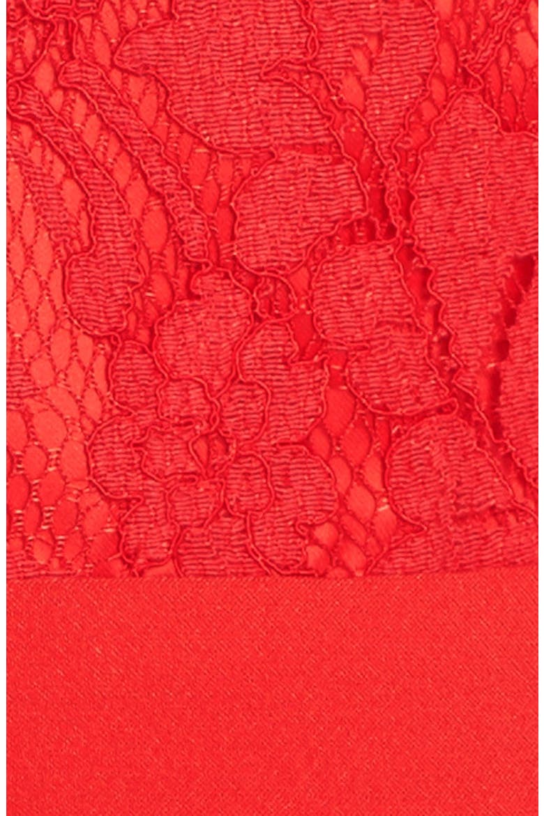 Lace & Crepe Romper, Alternate, color, RED