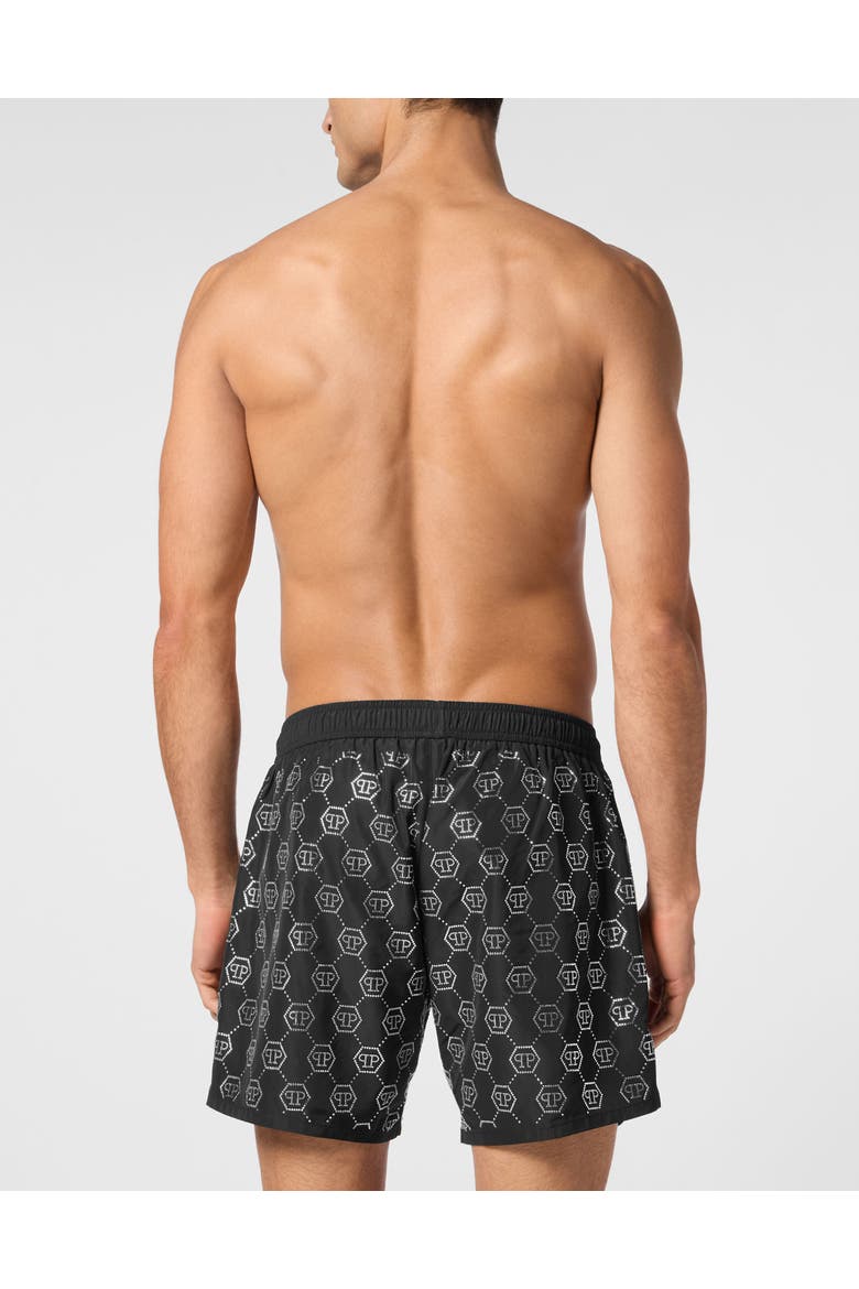 Beachwear Short Trousers Crystal Men, Alternate, color, black/silver