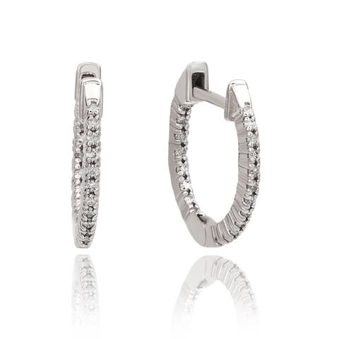14K Gold 1/2cttw Inside-Out Diamond Huggie Earrings