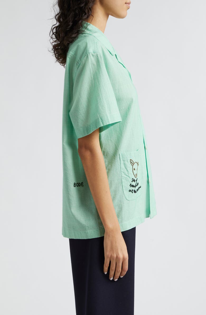 Bode See You at the Barn Embroidered Cotton Button-Up Shirt, Alternate, color, 
