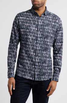 Skull Print Button-Up Shirt