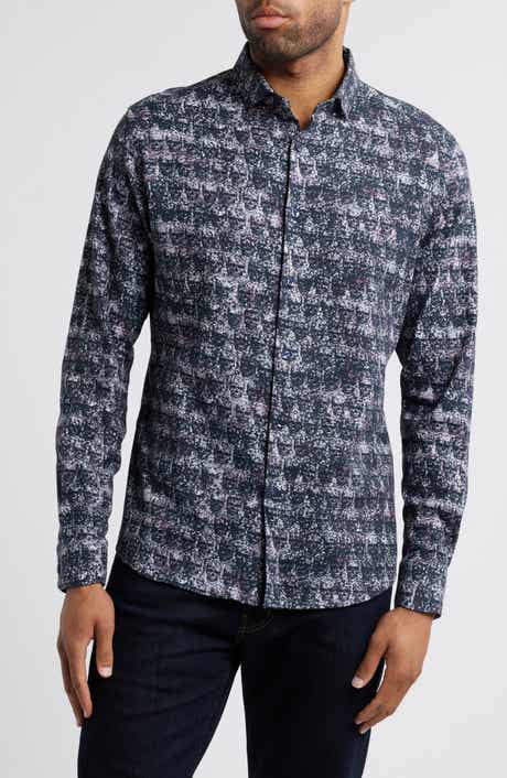 Skull Print Button-Up Shirt