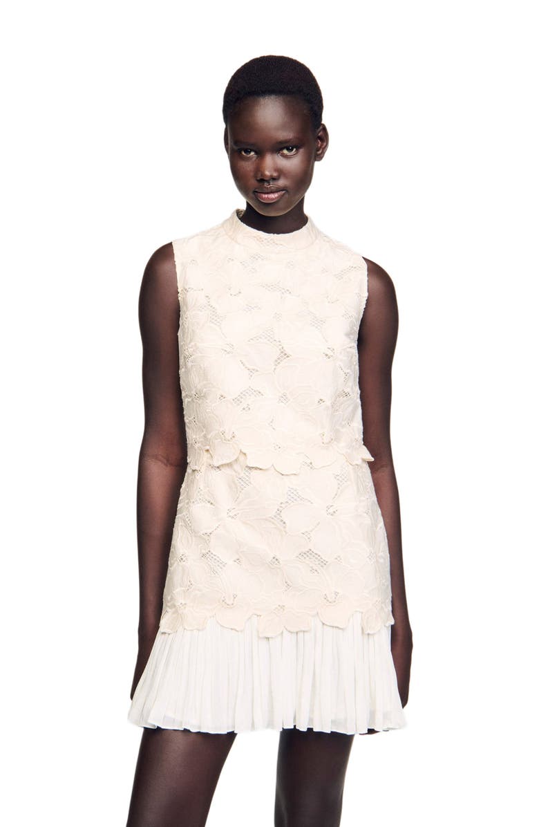 SANDRO Short guipure dress, Alternate, color, 