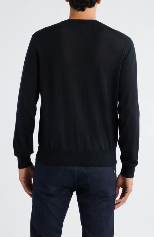 Canali Wool, Silk & Cashmere Crewneck Sweater In Black