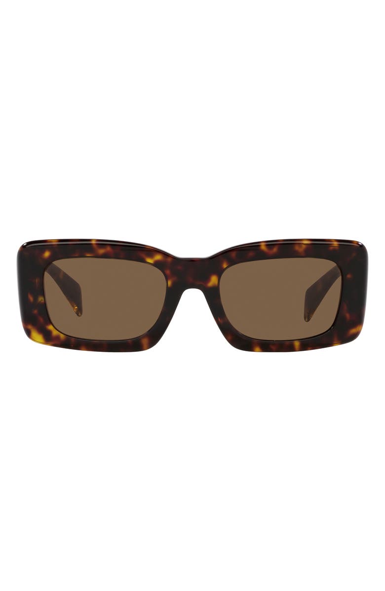 Versace 54mm Rectangular Sunglasses, Main, color, Havana