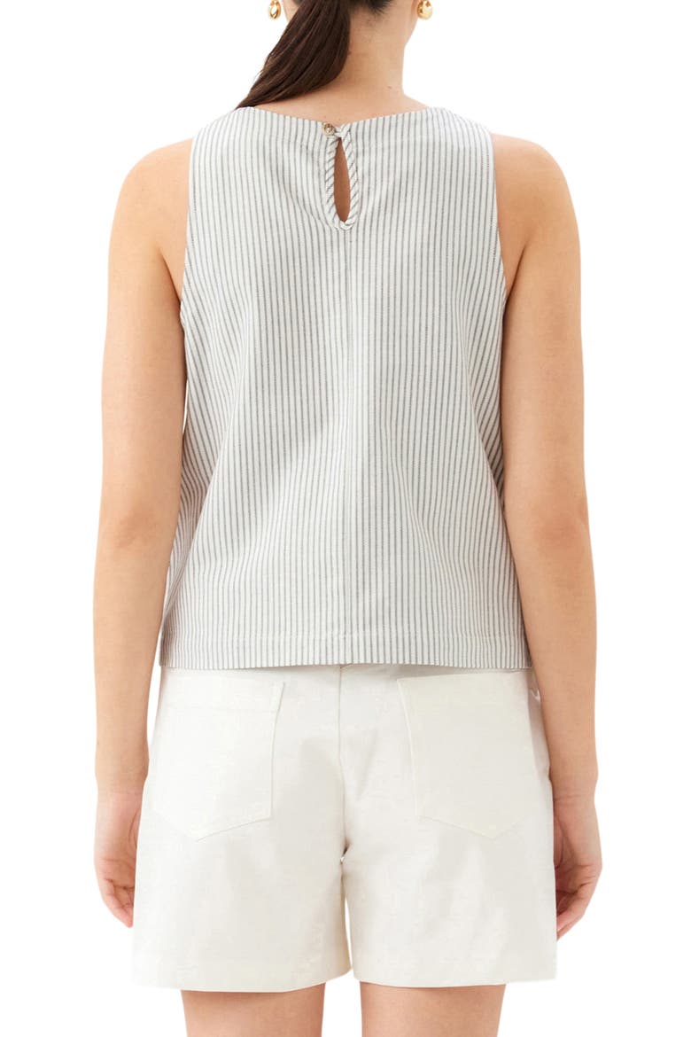 Clarice Side Button Sleeveless Top, Alternate, color, CREAM W/ NAVY