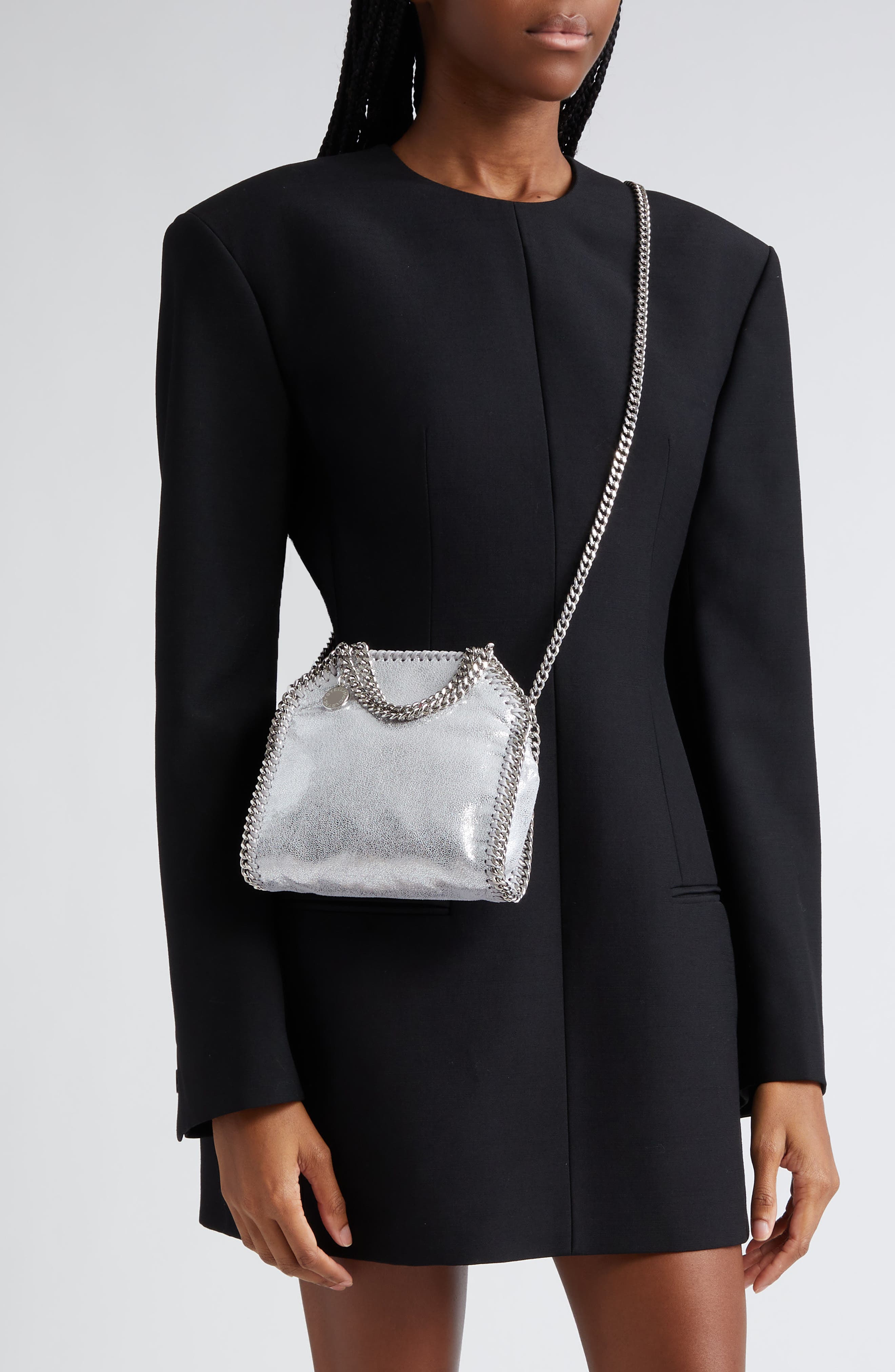 Stella McCartney Tiny Falabella Shaggy Deer Faux Leather Tote, Alternate, color, 