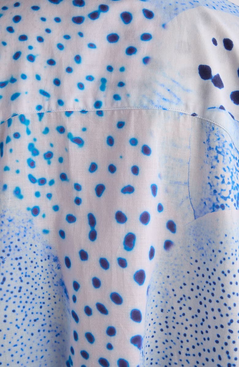 Dries Van Noten Dasia Orchid Spot Long Sleeve Cotton Shirtdress, Alternate, color, Blue
