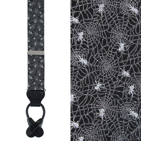 Venom Spider Web Motif Novelty Silk Button End Suspenders (Braces)