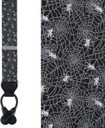 Trafalgar Venom Spider Web Motif Novelty Silk Button End Suspenders