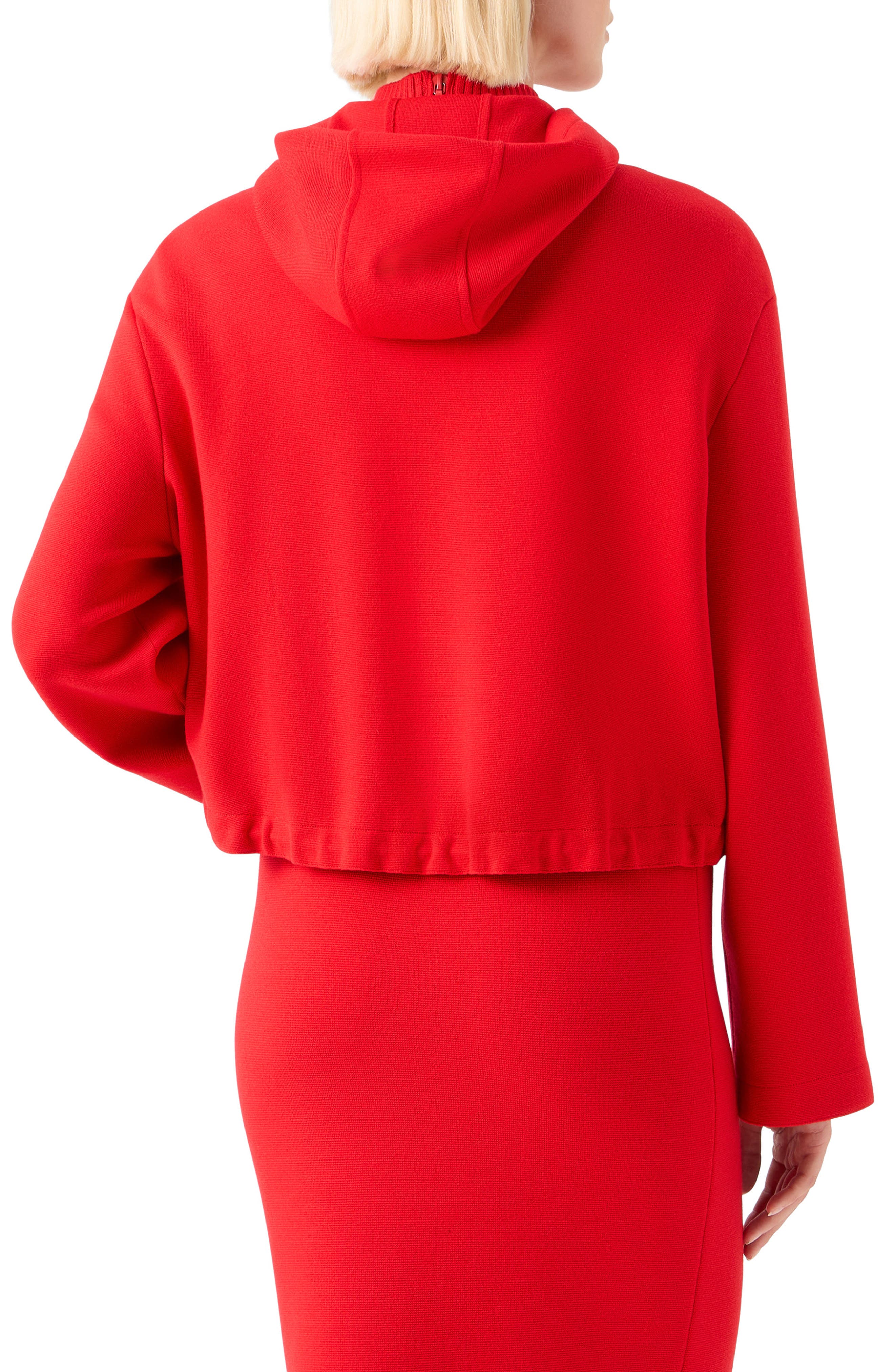Wool Stretch Knit Hooded Bomber Jacket - image 2
