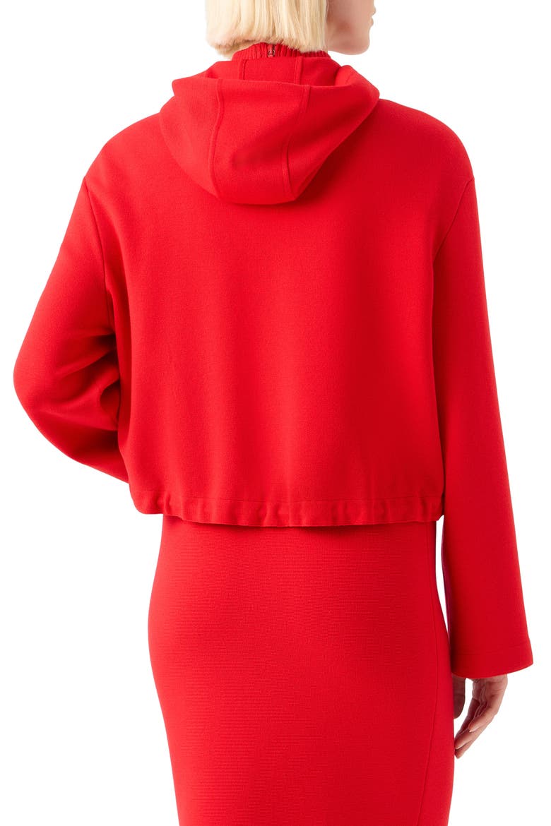 Wool Stretch Knit Hooded Bomber Jacket, Alternate, color, BRIGHT RED