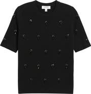 Nordstrom Embellished Short Sleeve Wool & Cashmere Sweater