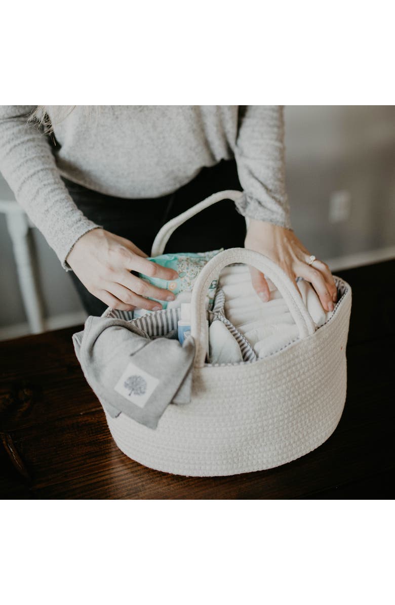 Parker Baby Co. Rope Diaper Caddy, Alternate, color, White