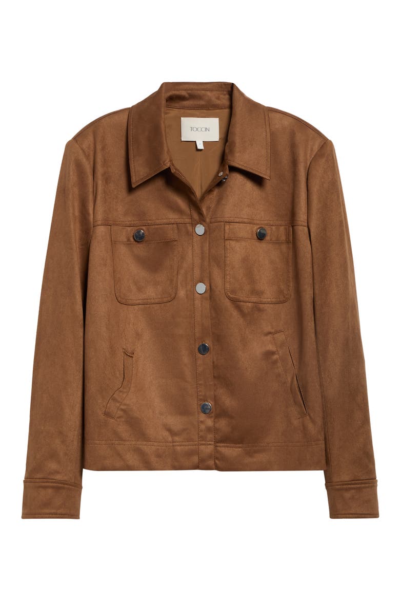 Isalya Faux Suede Button Front Jacket, Alternate, color, CEDAR