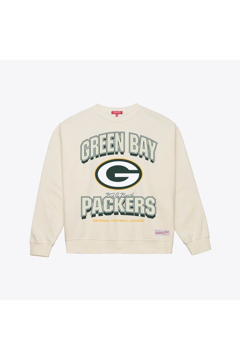 Women's  Mitchell & Ness  Cream Green Bay Packers Tonal Arch Sweatshirt, Alternate, color, Cream