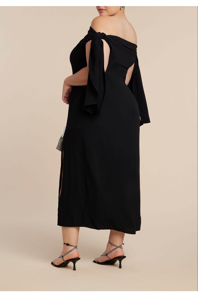 Tie Detail Column Dress, Alternate, color, BLACK ONYX