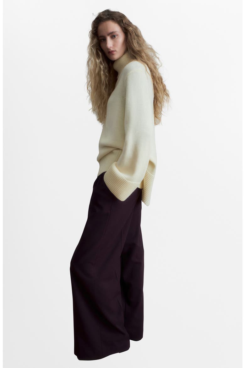 Pleated Wide Leg Pants, Alternate, color, MAROON