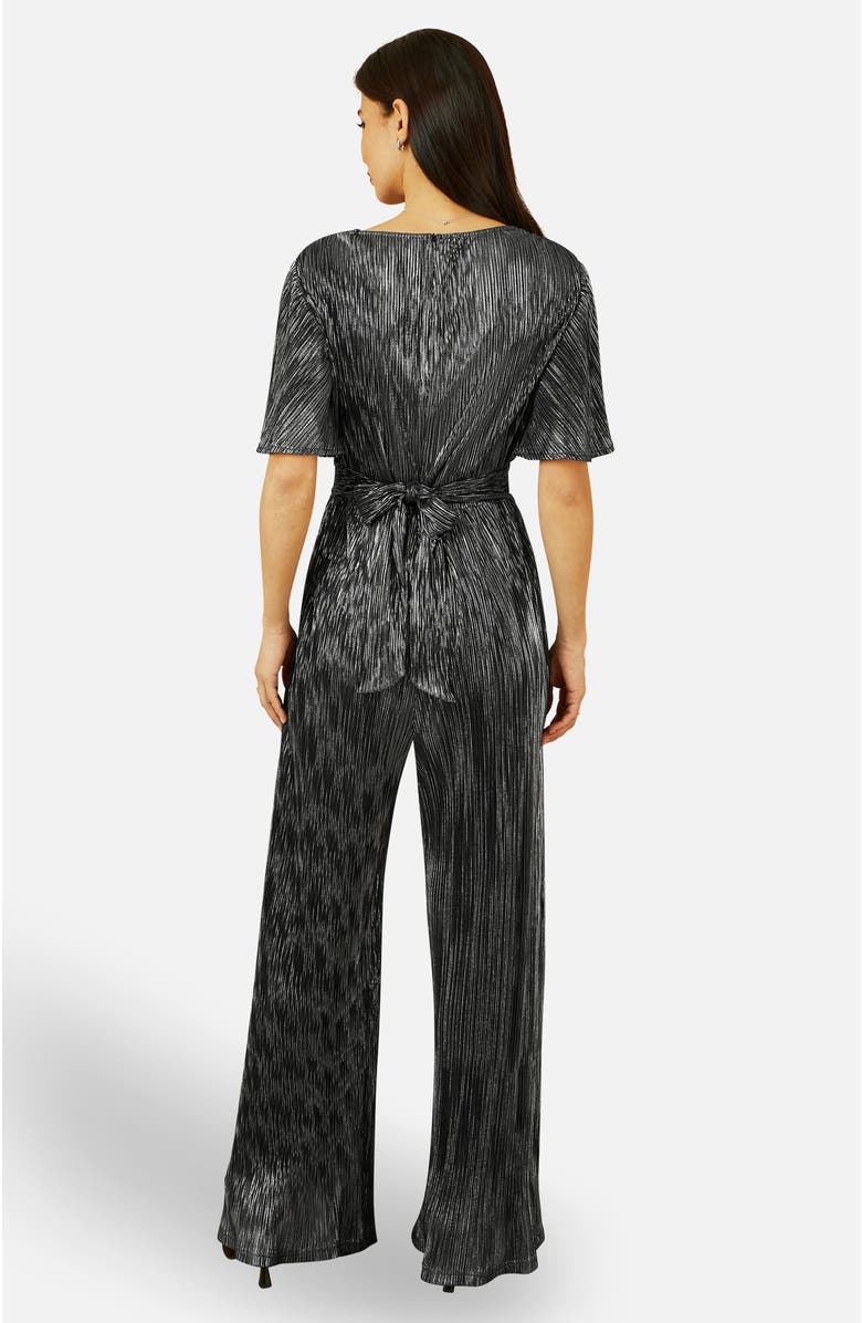 Yumi Pleated Jumpsuit With V-Neck, Alternate, color, Black
