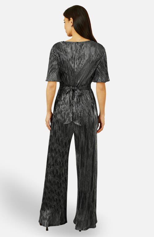Yumi Pleated Jumpsuit With V-neck In Black