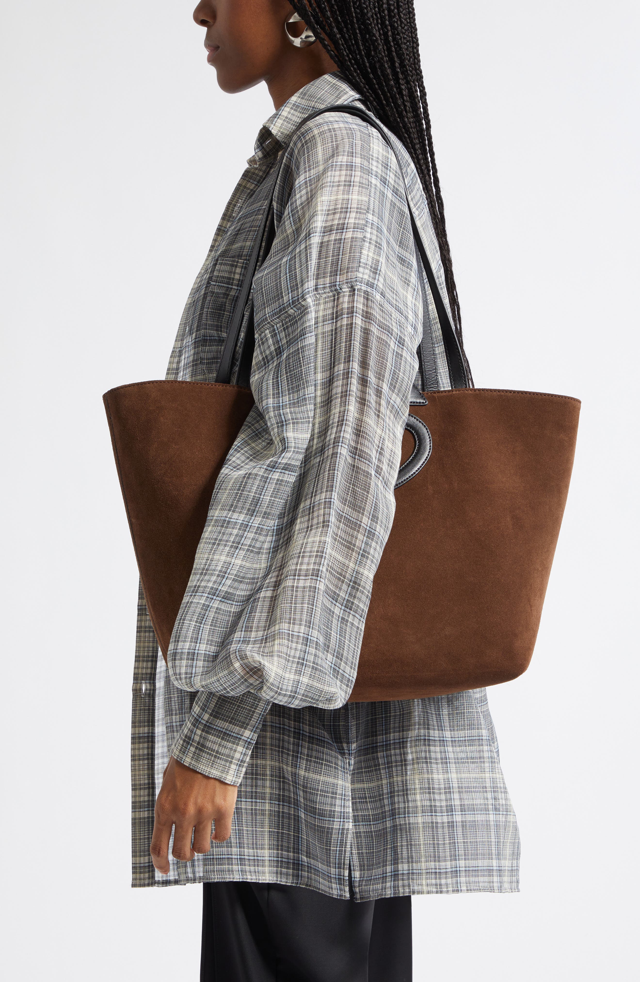 Coperni C Handle Suede Tote, Alternate, color, Brown Brw