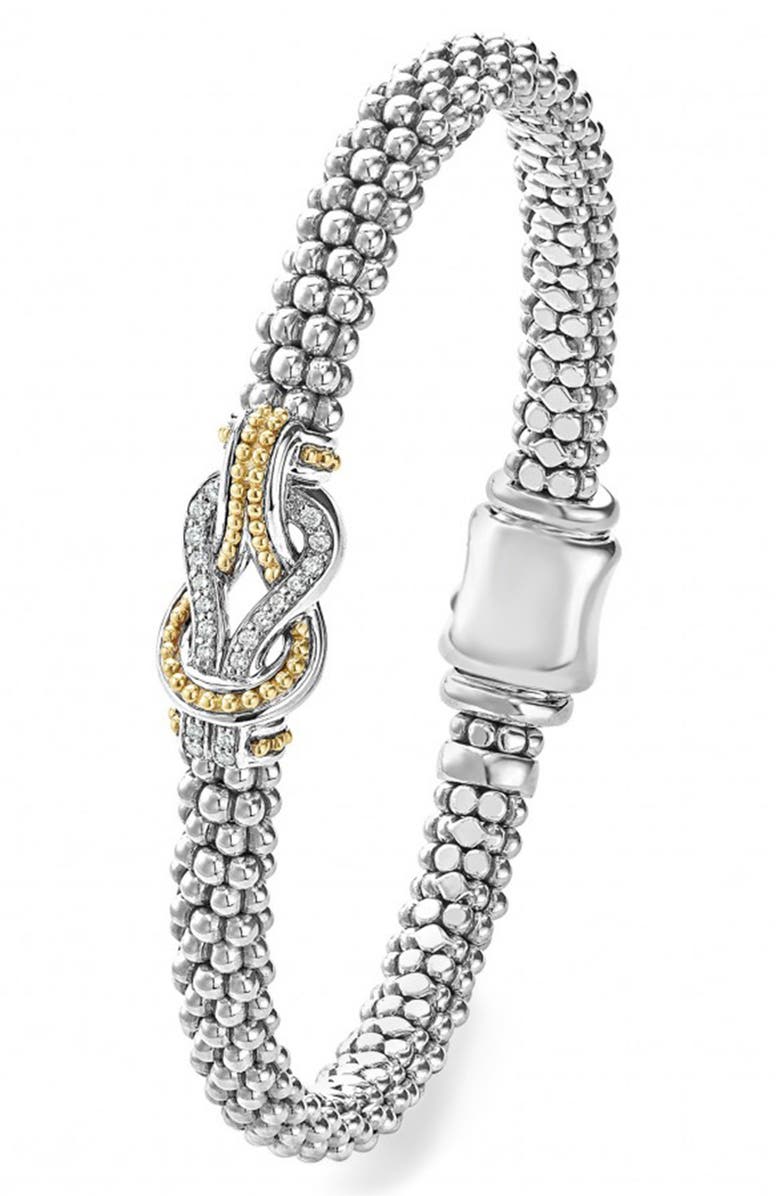 LAGOS Newport Diamond Knot Bracelet, Alternate, color, Silver