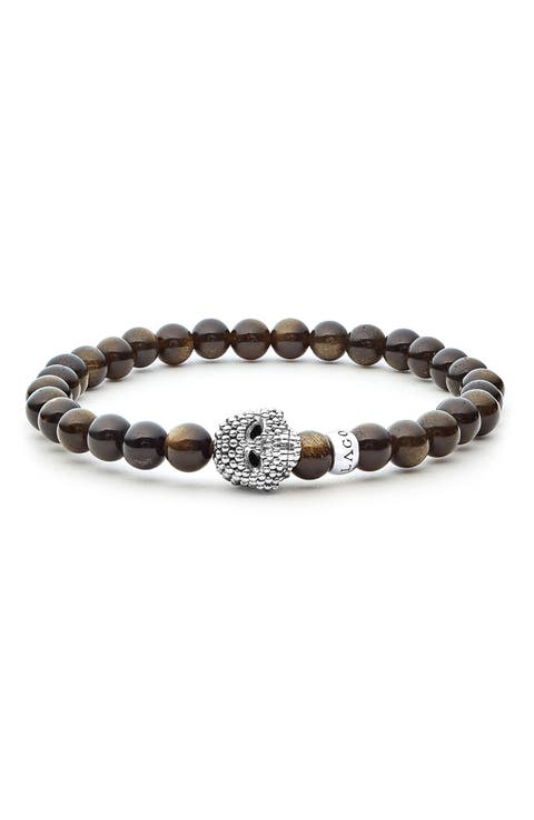 Anthem Golden Obsidian Skull Stretch Bracelet
