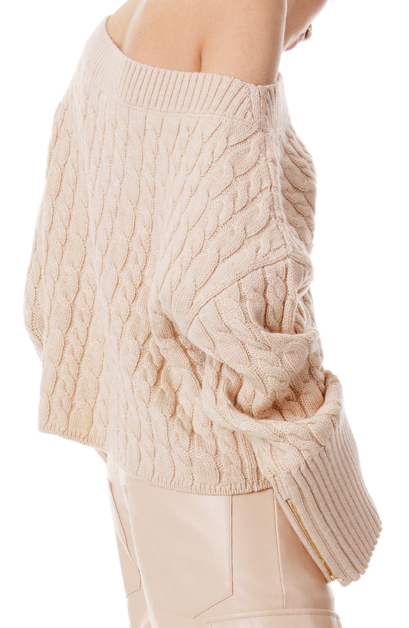 Ina Off the Shoulder Wool Blend Cable Sweater - image 2