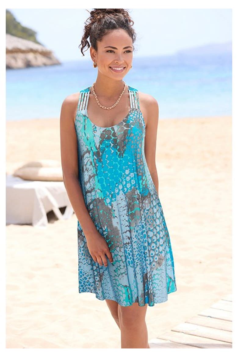 Women's Strappy Detail Dress, Alternate, color, Blue Multi