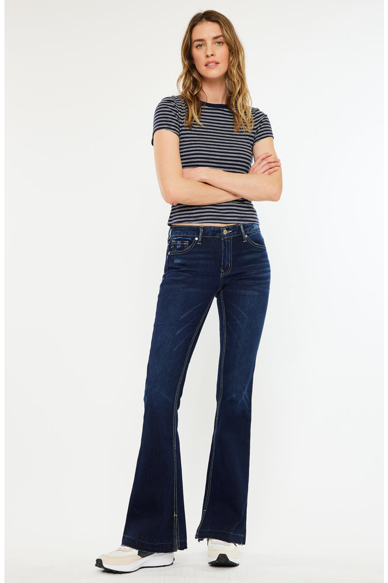 Heidi Mid Rise Flare Jeans, Alternate, color, Dark Wash