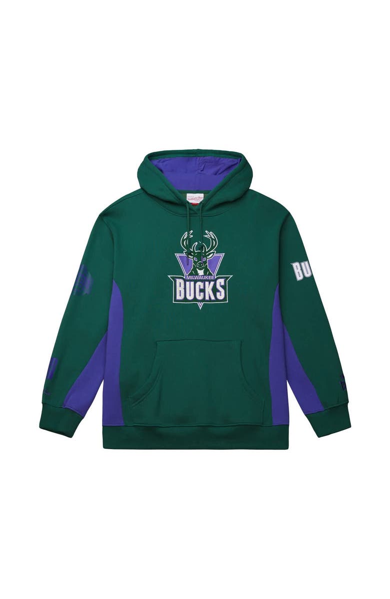 Mitchell & Ness Men's Mitchell & Ness Hunter Green Milwaukee Bucks Hardwood Classics Team Origins Fleece Pullover Hoodie, Alternate, color, Hunter Green