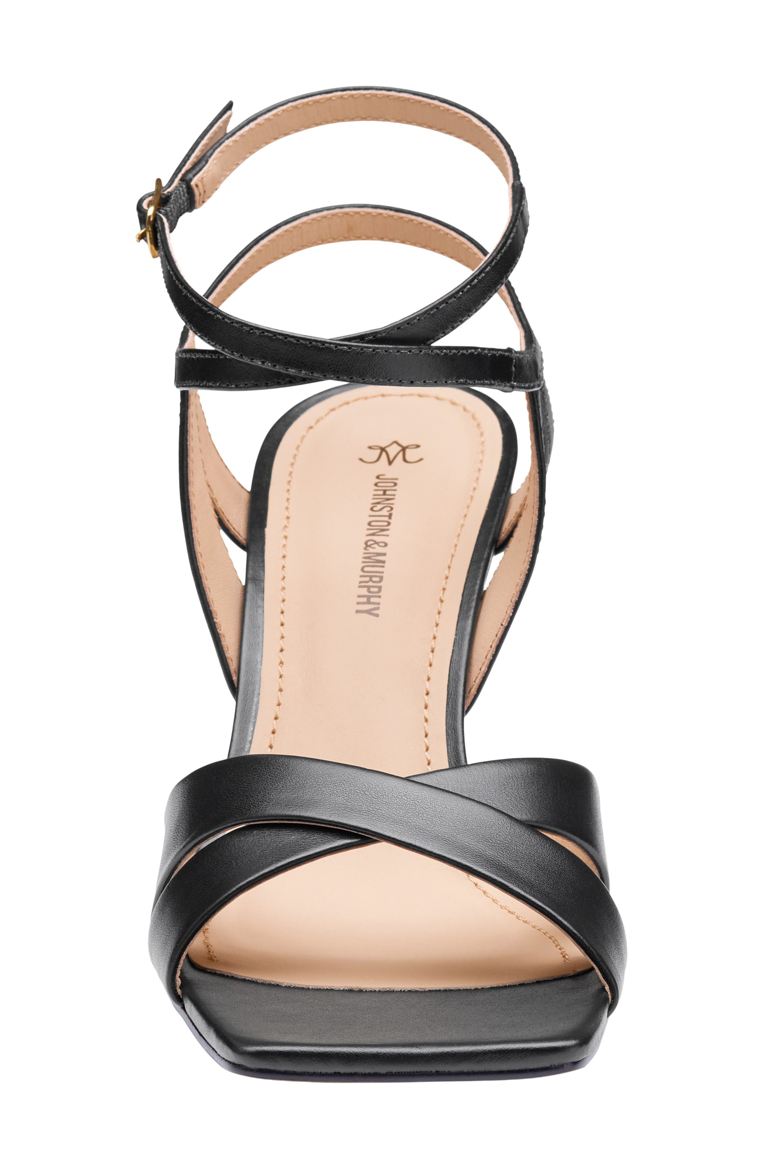 Johnston & Murphy Christine Ankle Strap Sandal, Alternate, color, Black Glove Leather