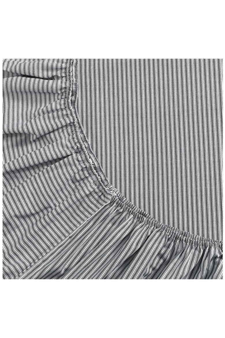 Highland Ticking Stripe Cotton Fitted Sheet, Alternate, color, WHITE/ NAVY BLUE