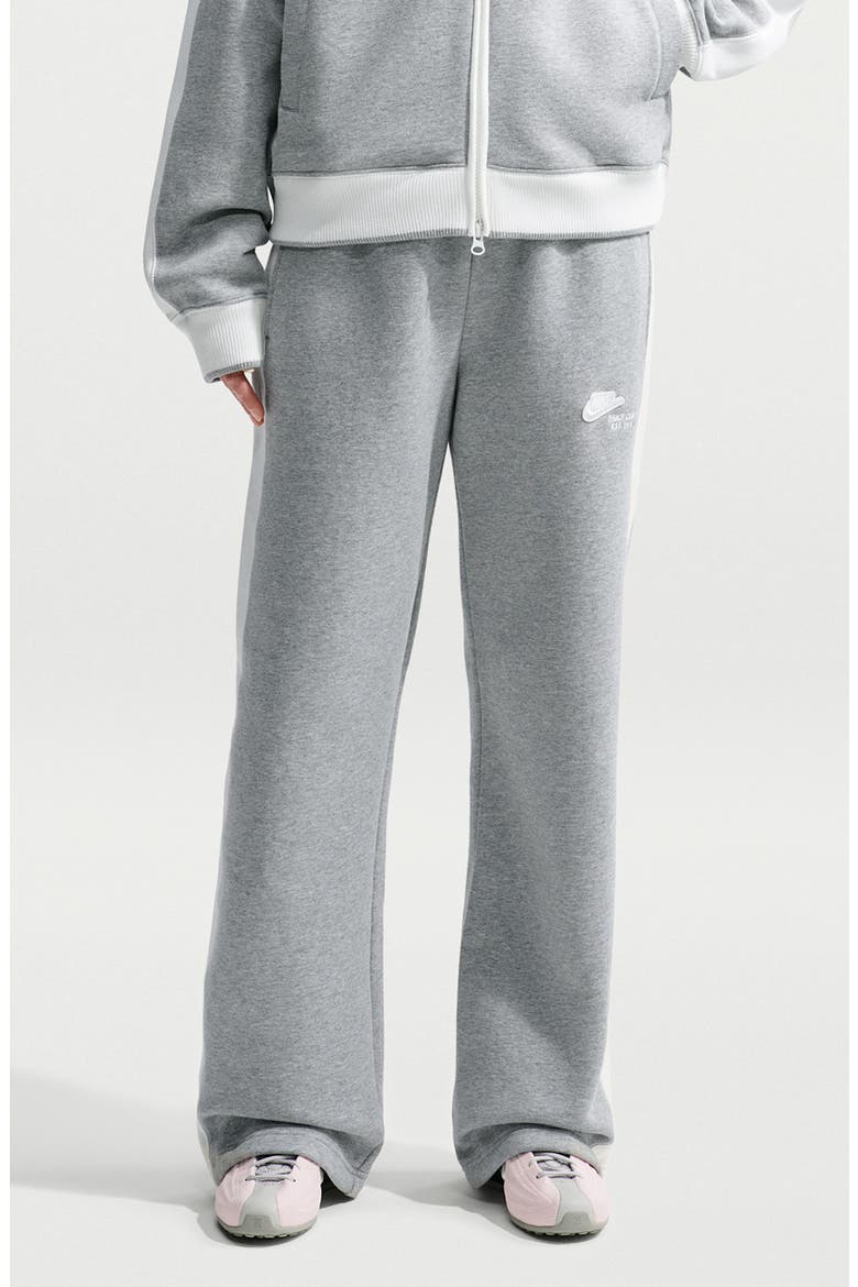 Track Club Fleece Wide Leg Pants, Main, color, DARK GREY HEATHER/ SAIL/ SAIL