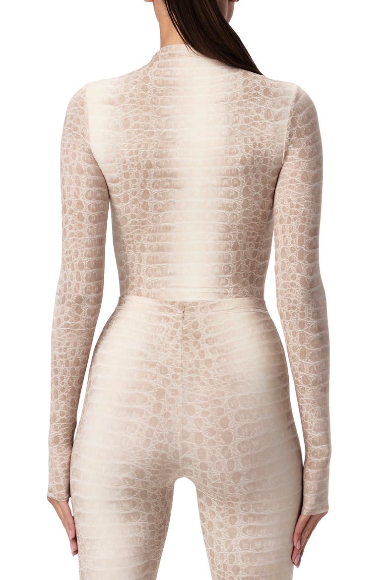 Print Turtleneck Top, Alternate, color, BONE CROCODILE
