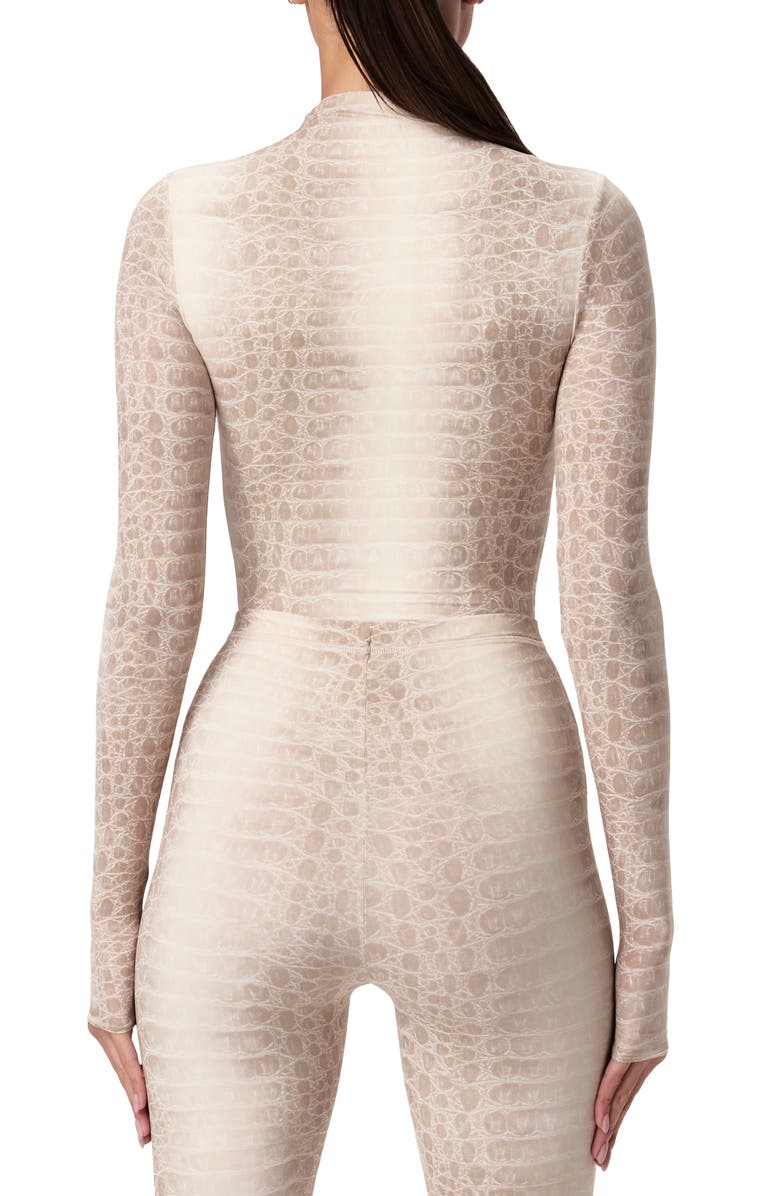 Naked Wardrobe Print Turtleneck Top, Alternate, color, Bone Crocodile