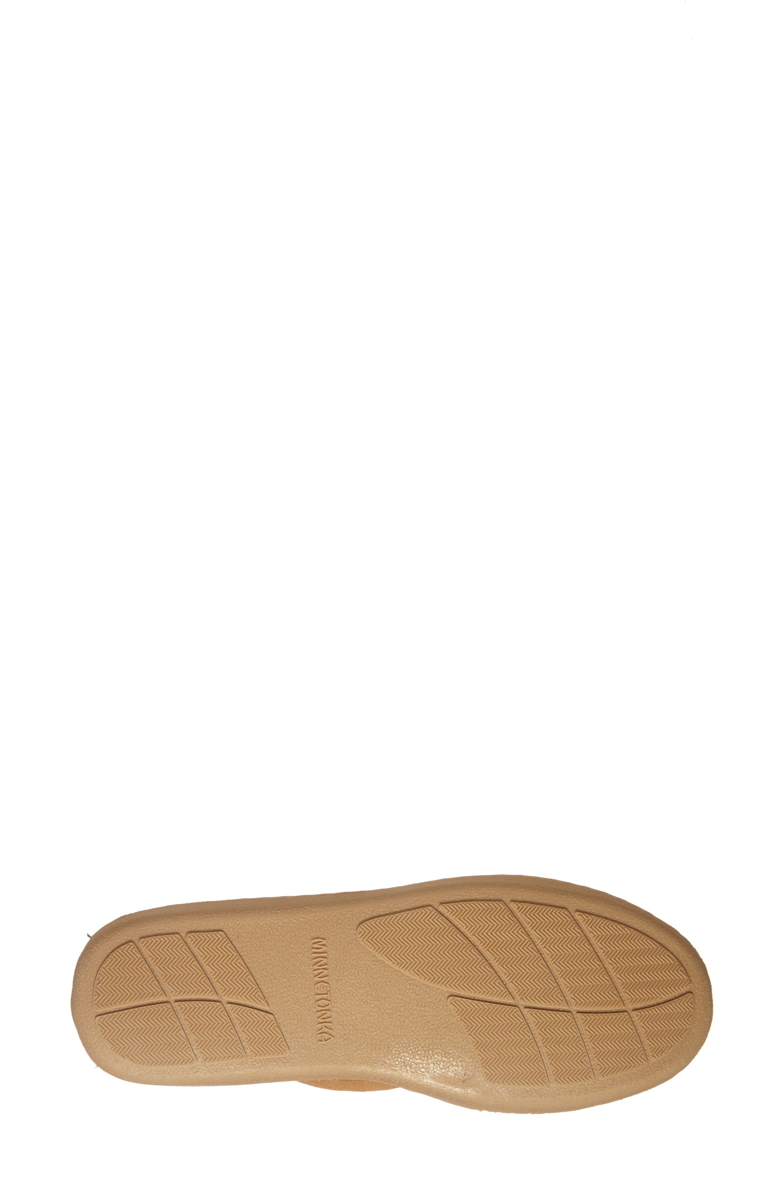 Minnetonka Sheepskin Hard Sole Slipper, Alternate, color, Tan Suede