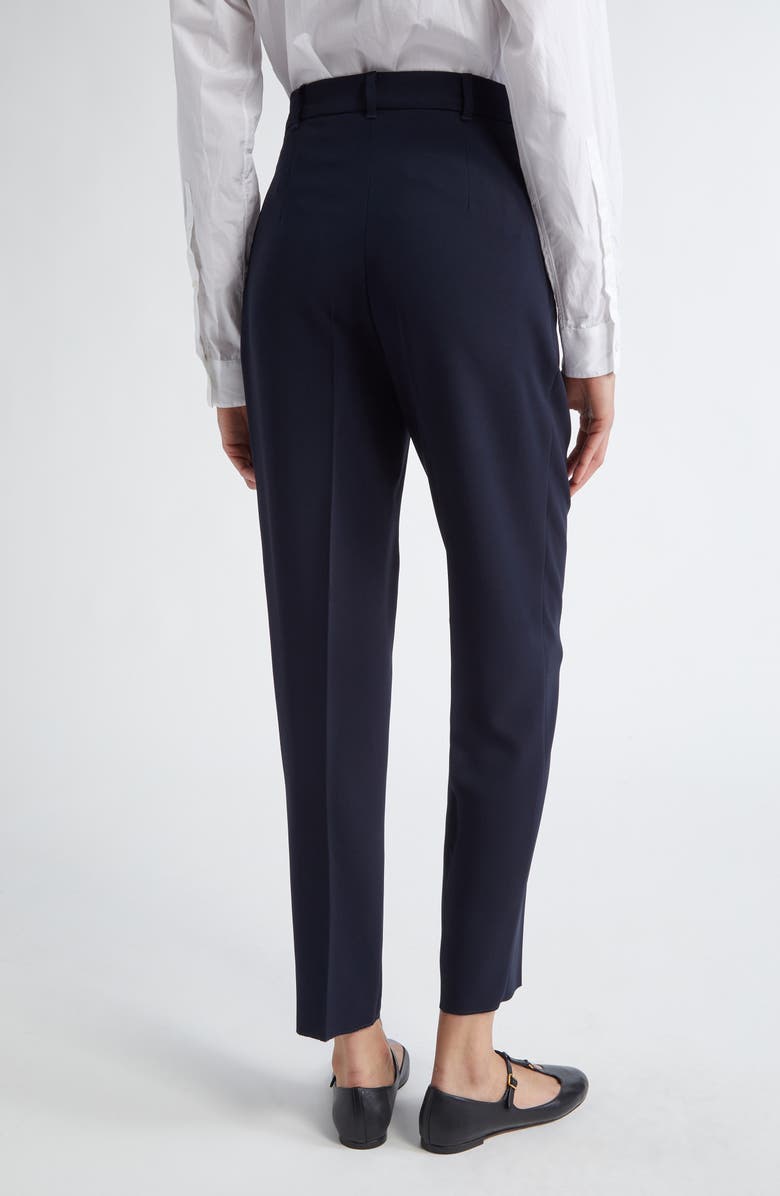 Max Mara Studio Eguale Pleated Crepe Ankle Pants, Alternate, color, Navy