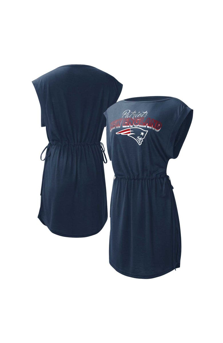 G-III 4HER BY CARL BANKS Women's G-III 4Her by Carl Banks Navy New England Patriots G.O.A.T. Swimsuit Cover-Up, Main, color, Navy
