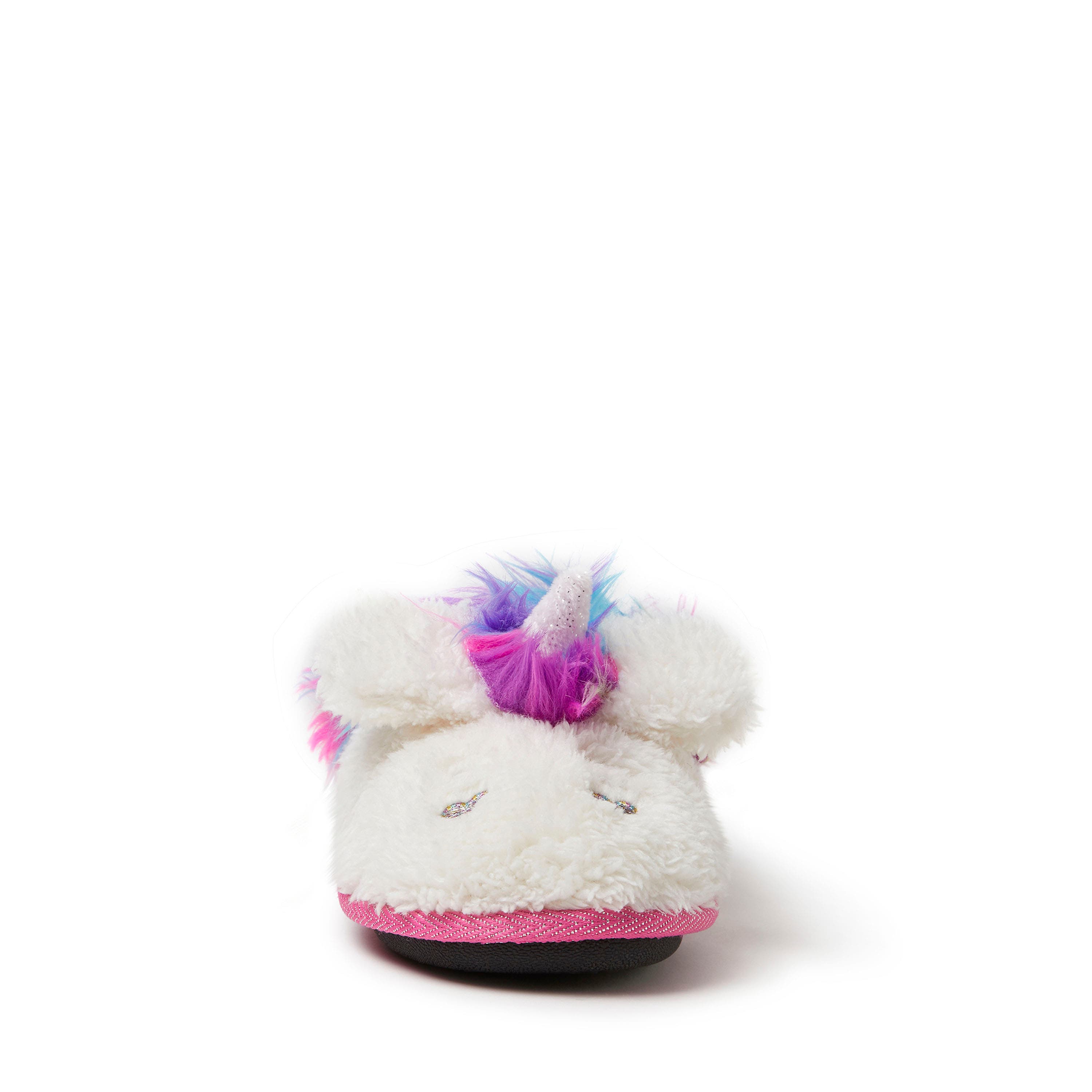 DEARFOAMS Kids' Peyton Novelty Unicorn Fuzzy Slipper, Alternate, color, Paradise Pink