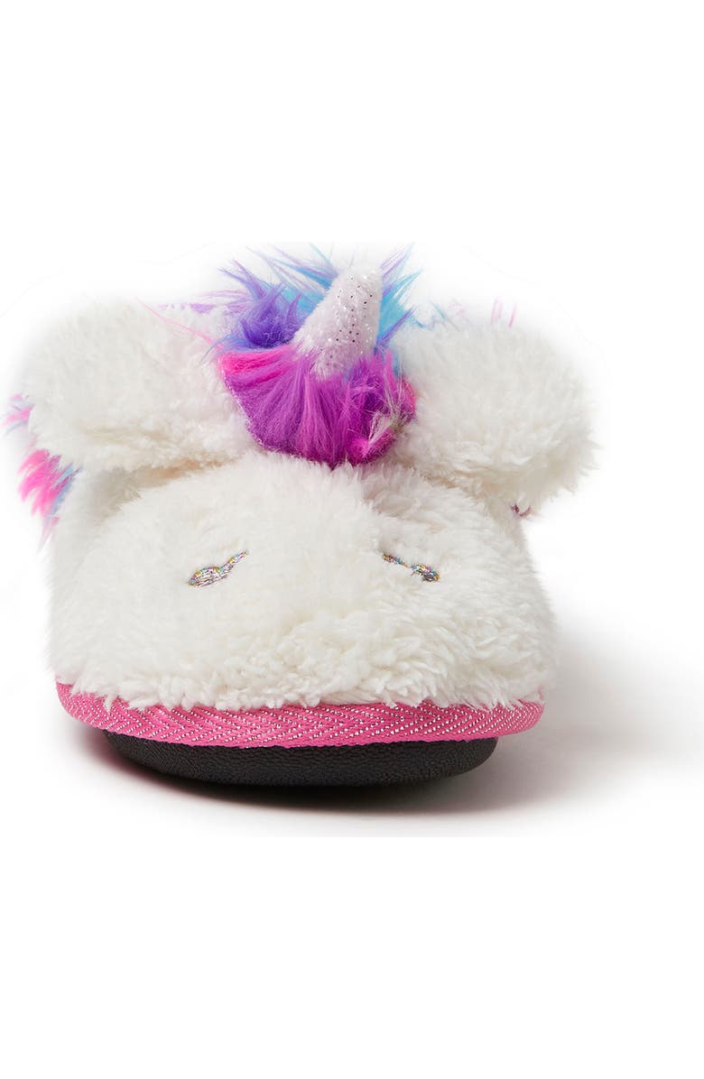 DEARFOAMS Kids' Peyton Novelty Unicorn Fuzzy Slipper, Alternate, color, Paradise Pink