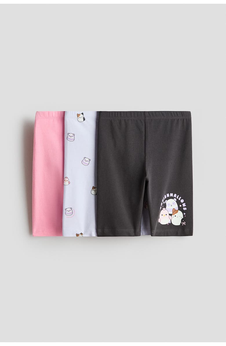 H&M 3-pack bike shorts with motif, Main, color, Dark Gray/Squishmallows