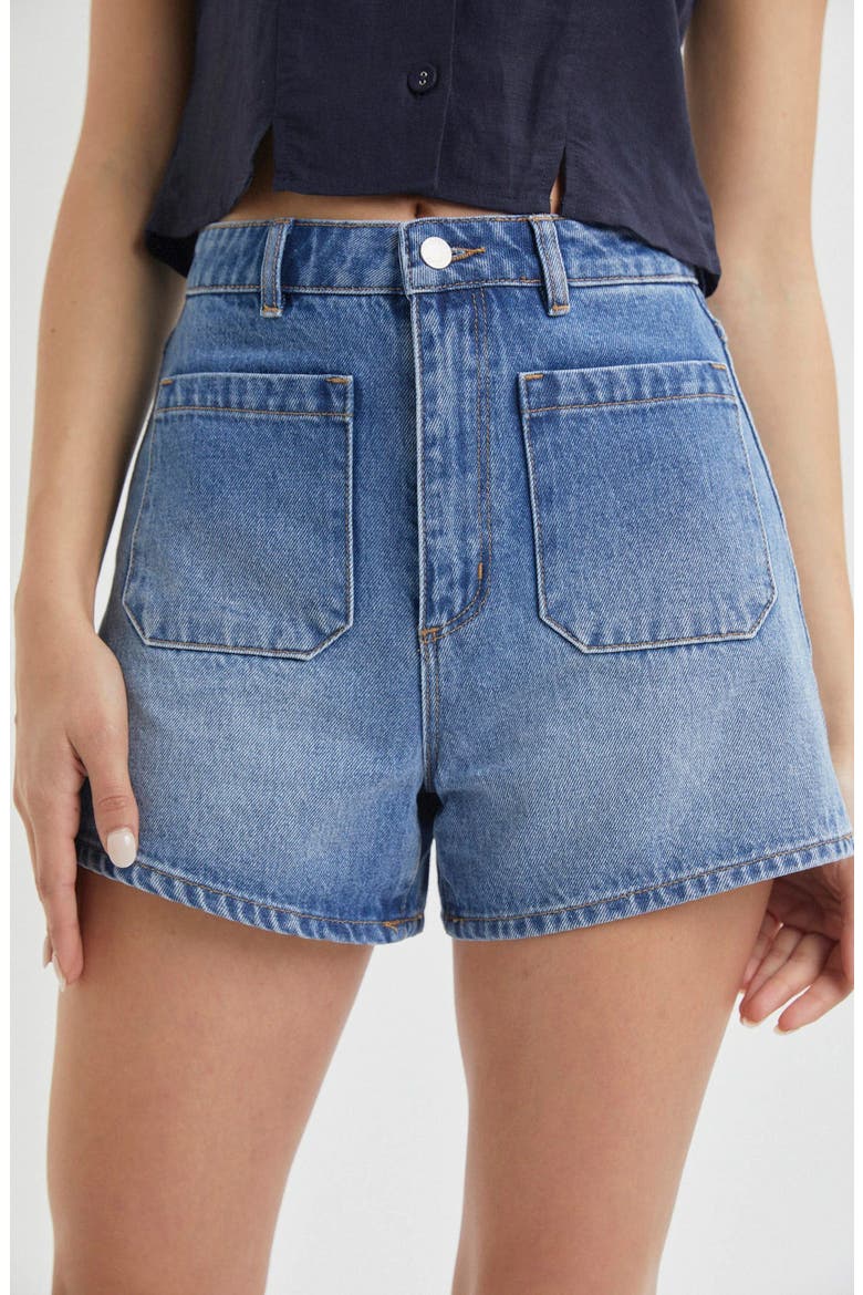 Mirage Patch Pocket Denim Shorts, Alternate, color, STEVIE BLUE
